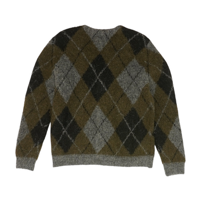Olive Argyle Cardigan Sweater