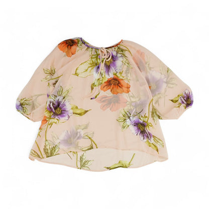 Pink Floral 3/4 Sleeve Blouse