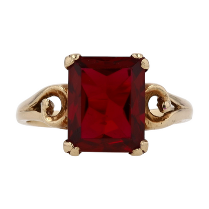10K Yellow Gold Synthetic Ruby Fashion Ring