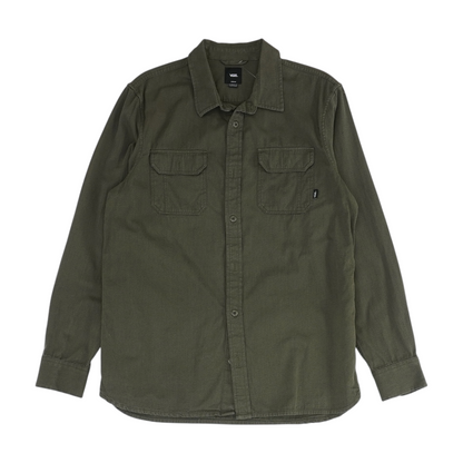 Green Solid Long Sleeve Button Down