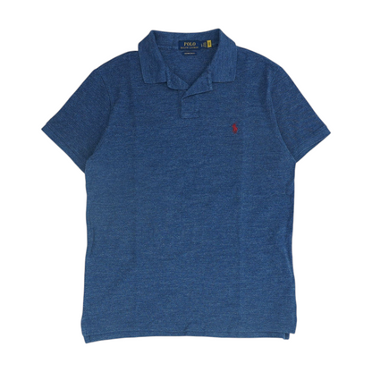 Blue Solid Short Sleeve Polo