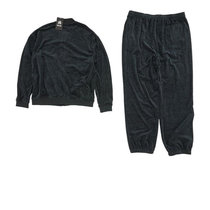 Black Croc Embossed Velour 2pc Track Suit