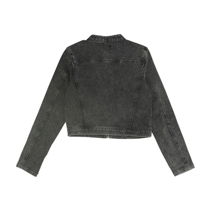 Black Solid Denim Jacket
