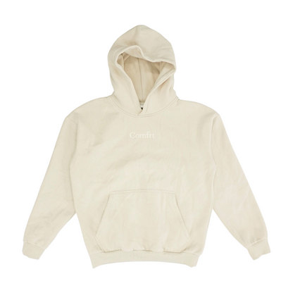 Beige Solid Hoodie Pullover