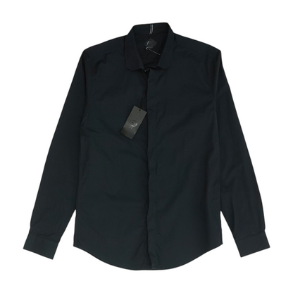 Black Solid Long Sleeve Button Down