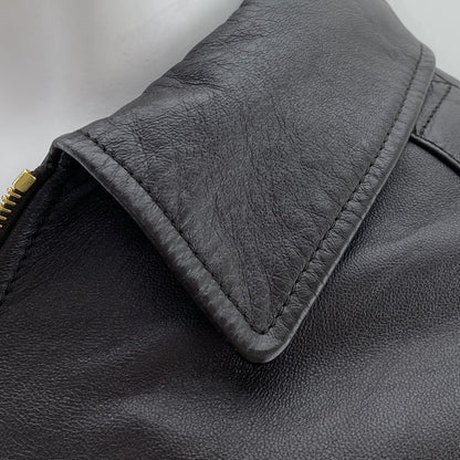 Brown Loose Aviator Lambskin Bomber Jacket