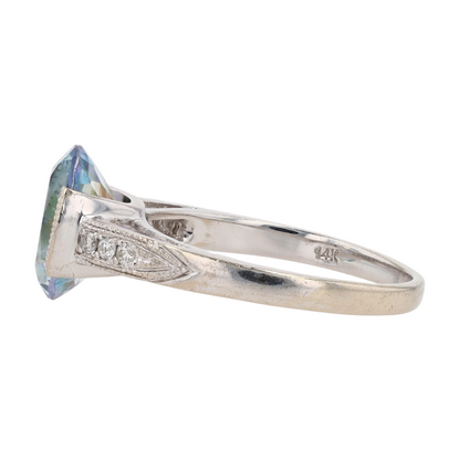 14K White Gold Mystic Stone Fashion Ring