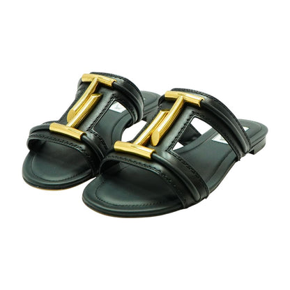 Black Sandalo Doppia T Flat Sandals