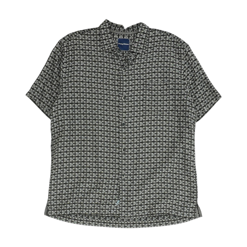 Gray Abstract Short Sleeve Button Down