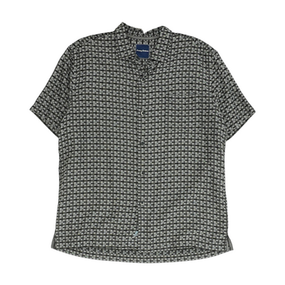 Gray Abstract Short Sleeve Button Down