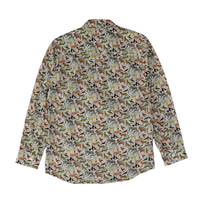 Ivory Graphic Long Sleeve Button Down