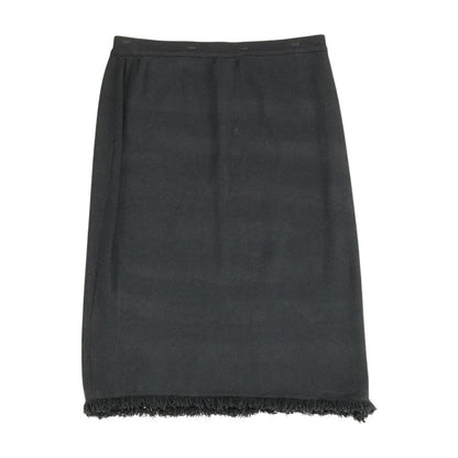Black Solid Midi Skirt