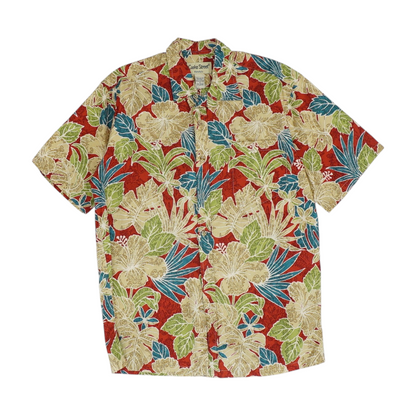 Vintage Red Tropical Short Sleeve Button Down