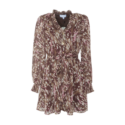 Brown Abstract Mini Dress