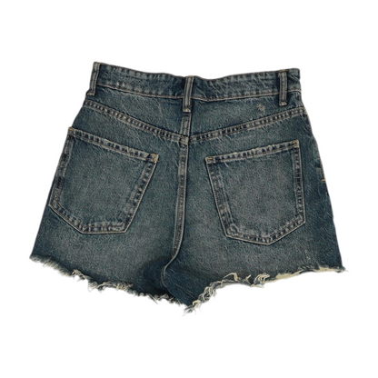 Blue Solid Denim Shorts