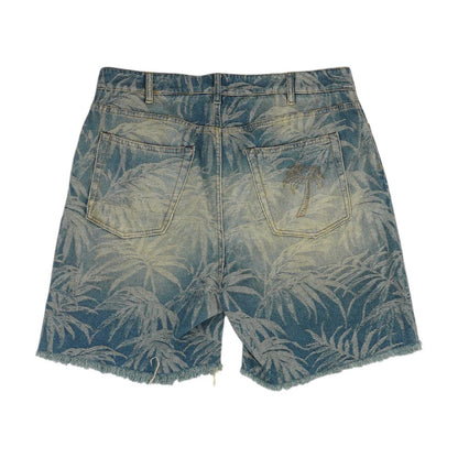 Blue Solid Denim Shorts