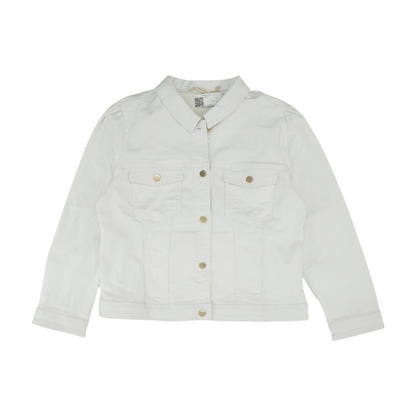 White Solid Denim Jacket