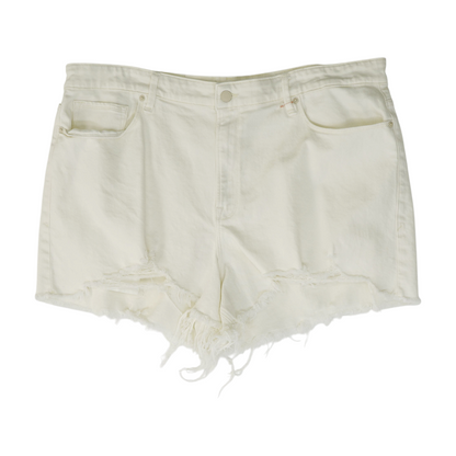 White Solid Denim Shorts