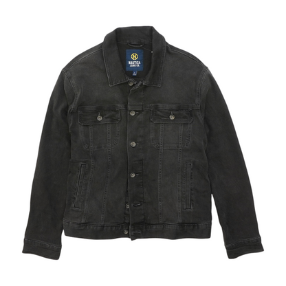 Black Solid Denim Jacket