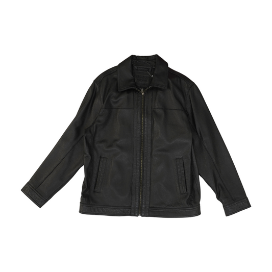 Black Tall Solid Leather Jacket
