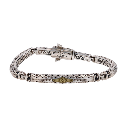 Sterling Silver Black Stones Chain Bracelet