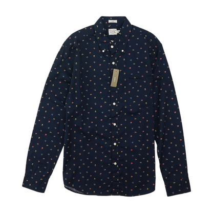 Navy Floral Long Sleeve Button Down