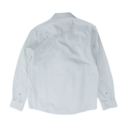 White Solid Long Sleeve Button Down