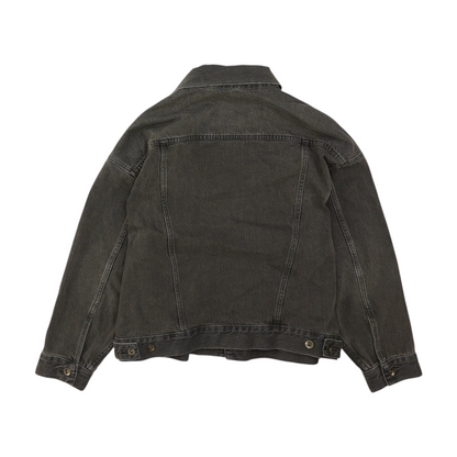 Gray Solid Denim Jacket