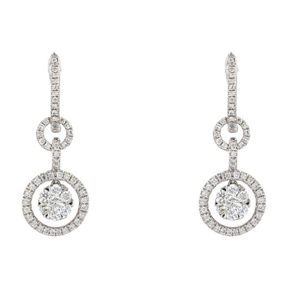 1 ctw 18K White Gold Diamond Drop Earrings