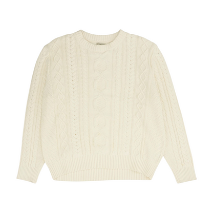 Cream Solid Pullover Sweater