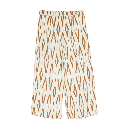 White Print Wide Leg Pants