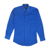 Blue Solid Long Sleeve Button Down