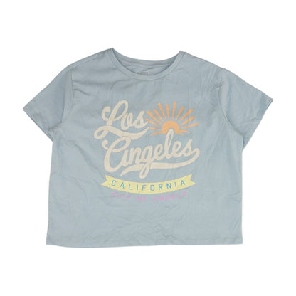 Blue Solid Graphic/logo T-Shirt