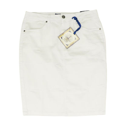 White Solid Midi Skirt