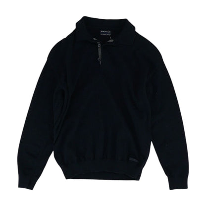 Navy Solid Long Sleeve Polo