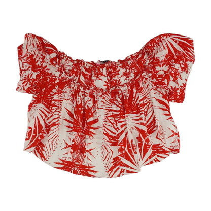 Red Graphic Short Sleeve Blouse