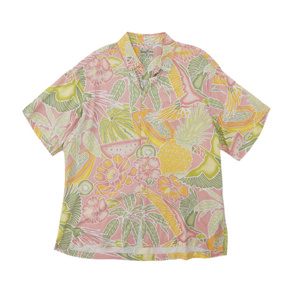 Pink Tropical Short Sleeve Button Down