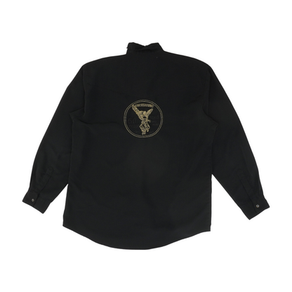Black Solid Long Sleeve Button Down