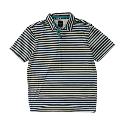 Navy Striped Short Sleeve Polo