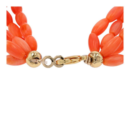 Five Strand Beaded Coral With Faux Pearls Bracelet