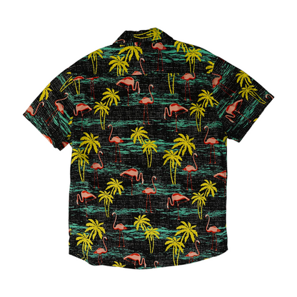 Black Tropical Short Sleeve Button Down