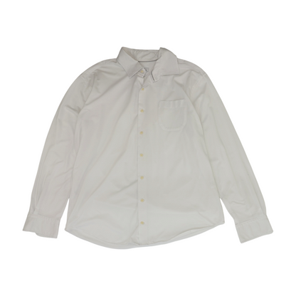 White Solid Long Sleeve Button Down