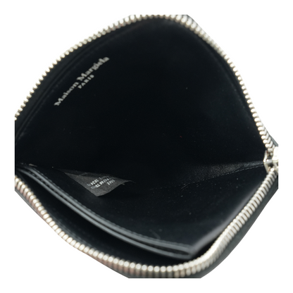 Four Stitches Zip Wallet in Black Leather