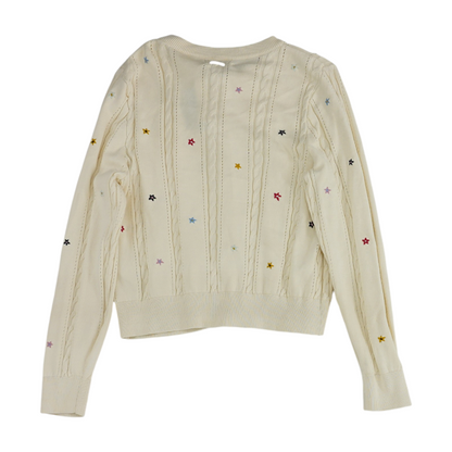Cream Floral Cardigan Sweater