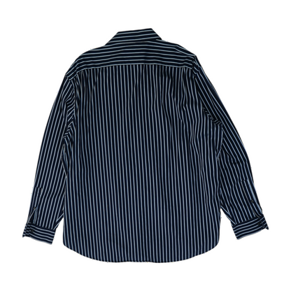 Navy Striped Long Sleeve Button Down