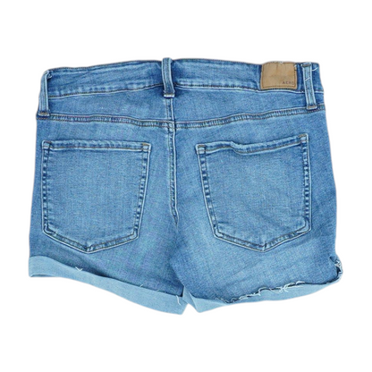 Blue Solid Denim Shorts