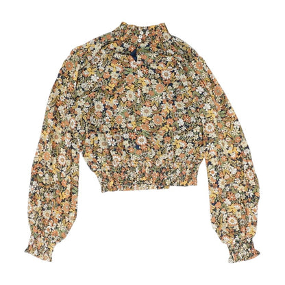 Orange Floral Knit Top