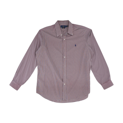 Maroon Check Long Sleeve Button Down