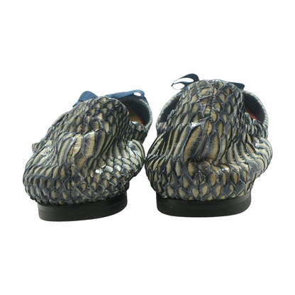 Navy Riviera Watersnake Leather Air Loubi Flats