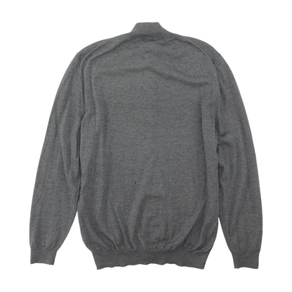 Gray Solid Cardigan Sweater